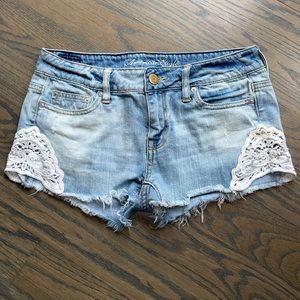 American Eagle Women’s Jean Shorts Stretch with Crochet Lace Details